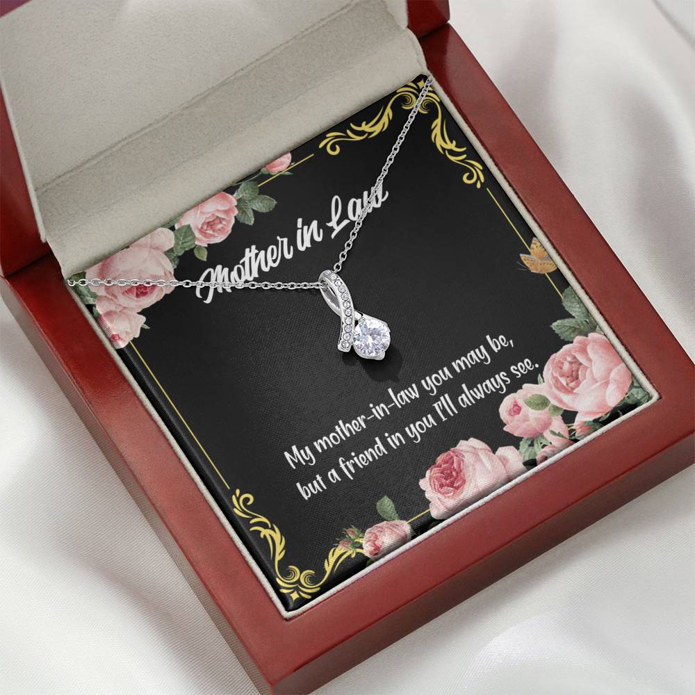 Mother-In-Law Necklace Mother-In-Law And Friend Eternity Ribbon Stone Pendant Keepsake Message Card-Express Your Love Gifts