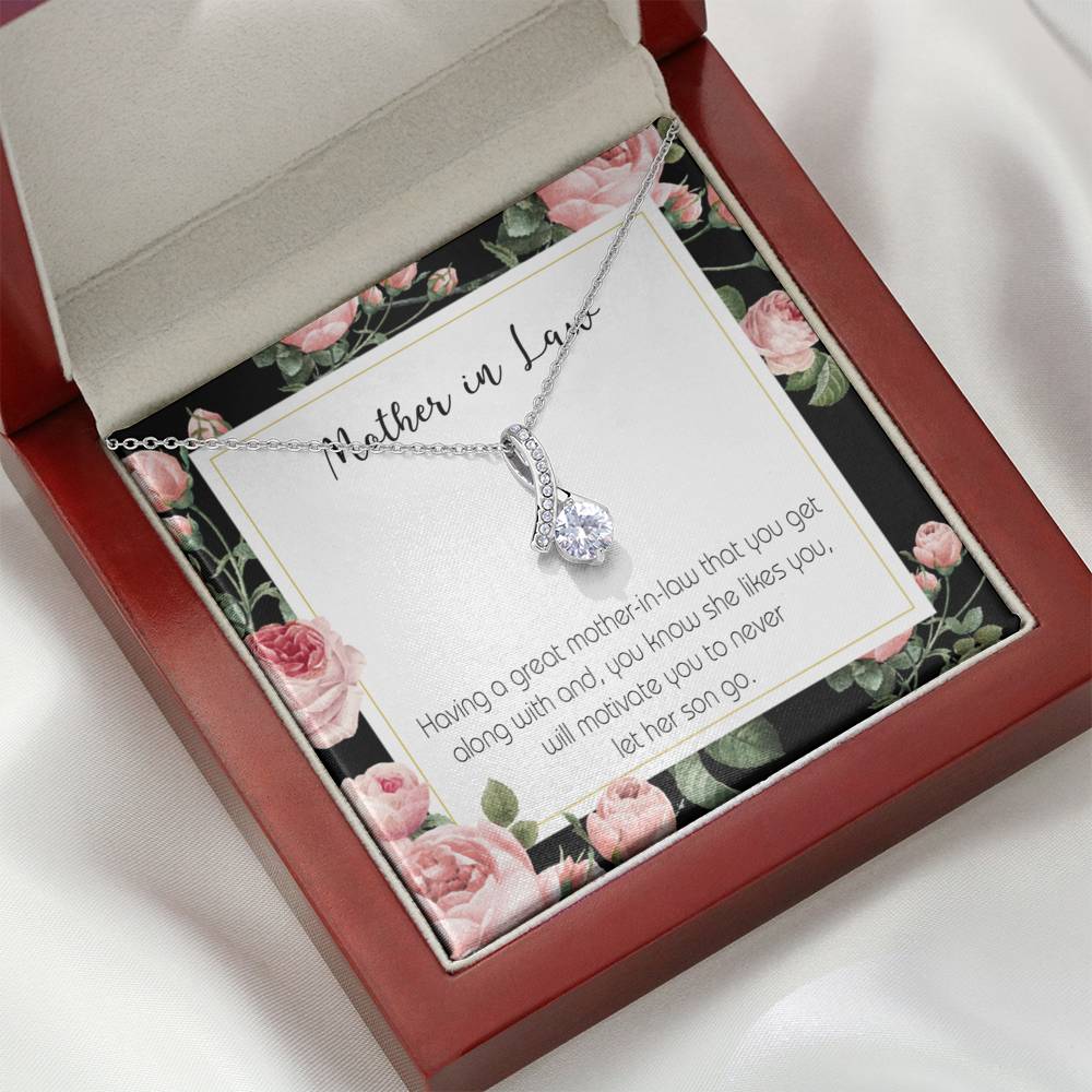 Mother-In-Law Necklace Mother-In-Law That Motivate Eternity Ribbon Stone Pendant Keepsake Message Card-Express Your Love Gifts