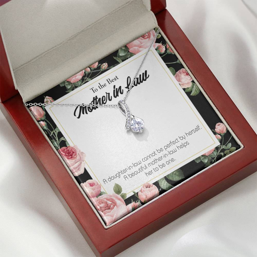 Mother-In-Law Necklace Beautiful Mother-In-Law Eternity Ribbon Stone Pendant Keepsake Message Card-Express Your Love Gifts