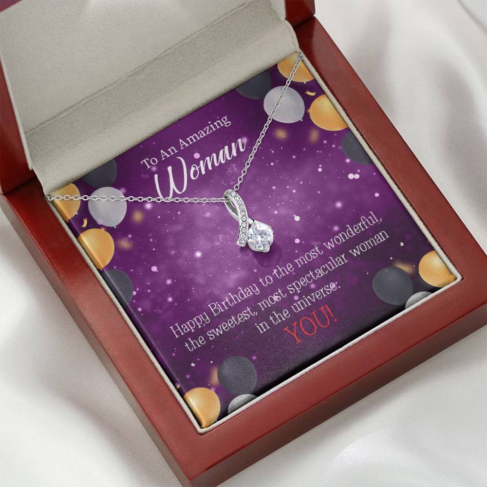 Best Mom In Universe Eternity Ribbon Necklace Birthday Message Card-Express Your Love Gifts