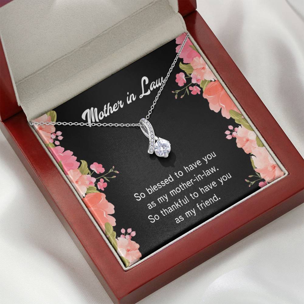Mother-In-Law Necklace So Blessed Eternity Ribbon Stone Pendant Keepsake Message Card-Express Your Love Gifts