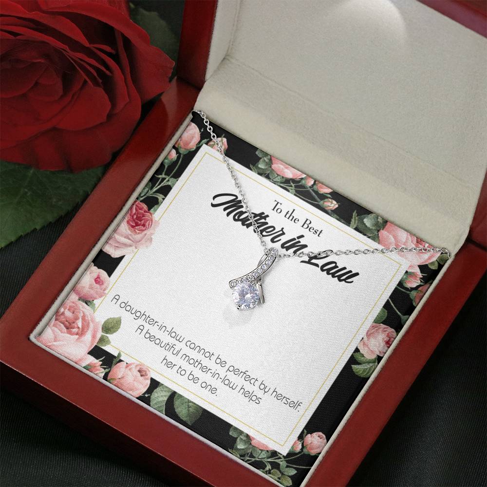 Mother-In-Law Necklace Beautiful Mother-In-Law Eternity Ribbon Stone Pendant Keepsake Message Card-Express Your Love Gifts