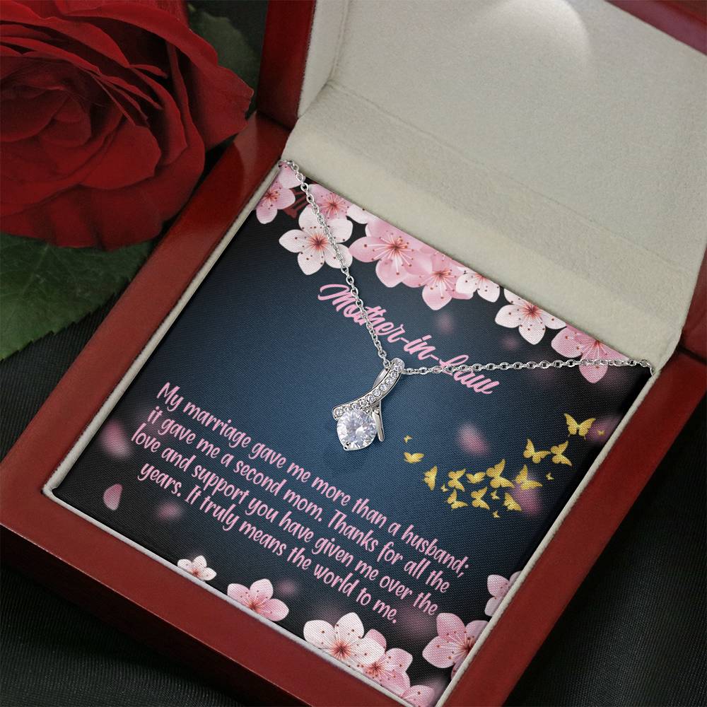 Mother-In-Law Necklace Marriage Second Mom Eternity Ribbon Stone Pendant Keepsake Message Card-Express Your Love Gifts