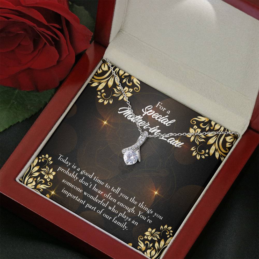 Mother-In-Law Necklace Someone Wonderful Eternity Ribbon Stone Pendant-Express Your Love Gifts