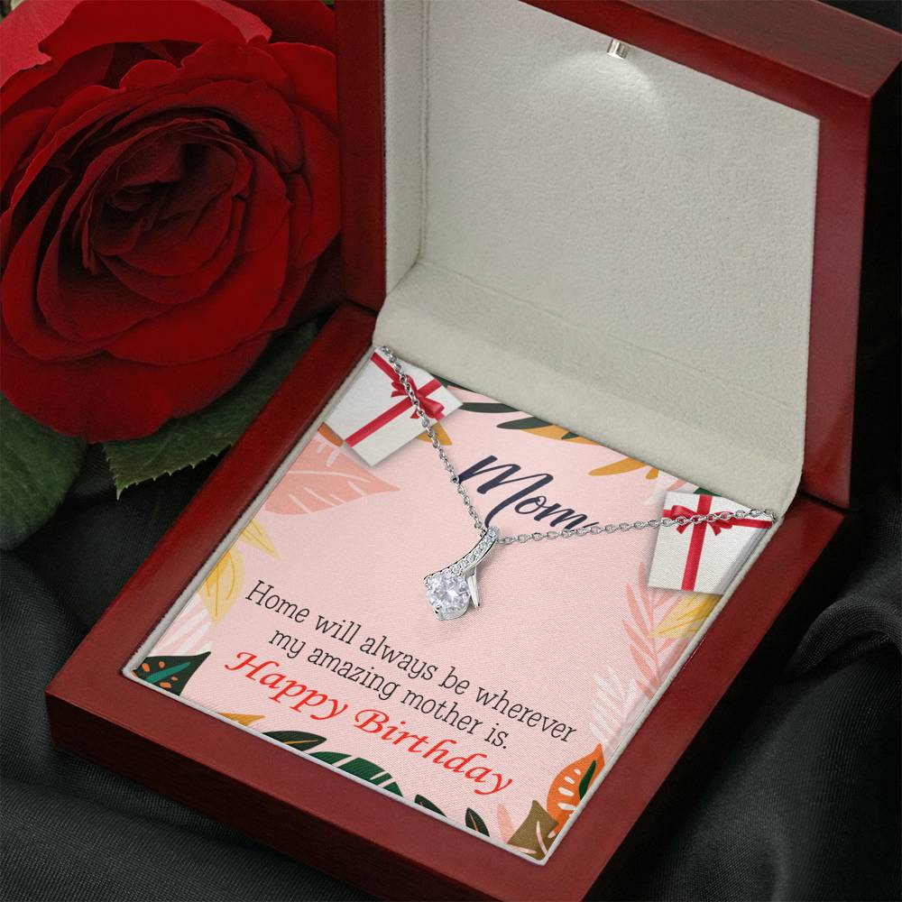 My Amazing Mom Eternity Ribbon Stone Necklace Message Birthday Card-Express Your Love Gifts