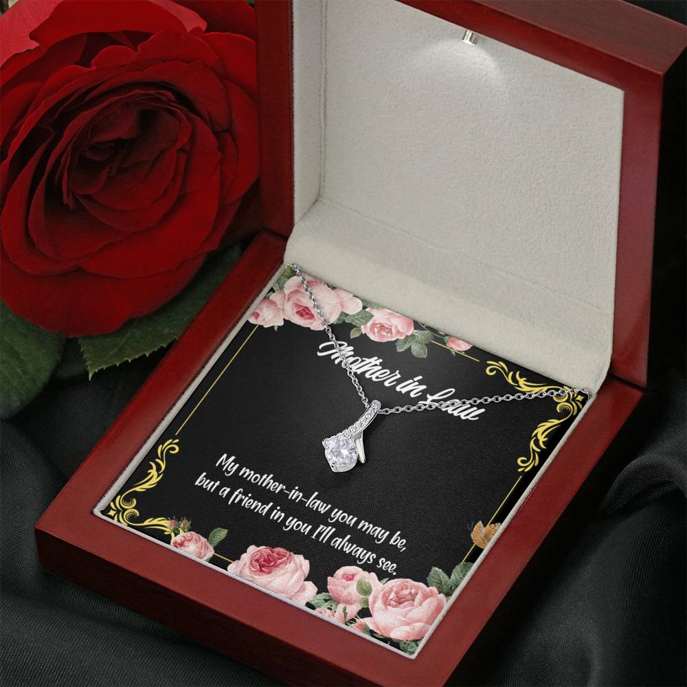 Mother-In-Law Necklace Mother-In-Law And Friend Eternity Ribbon Stone Pendant Keepsake Message Card-Express Your Love Gifts