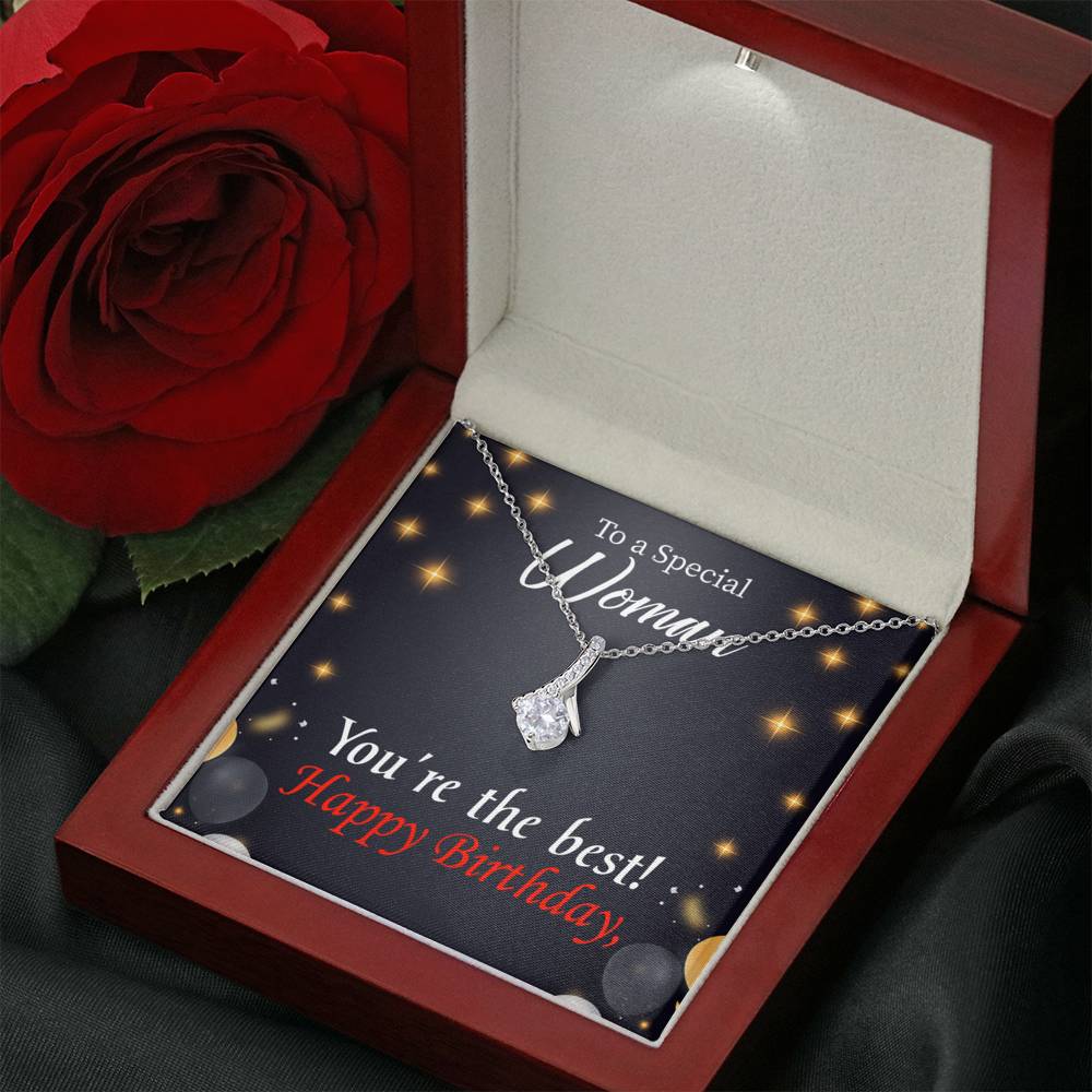 Happy Birthday Mom You'Re The Best Eternity Ribbon Stone Necklace Message Card-Express Your Love Gifts