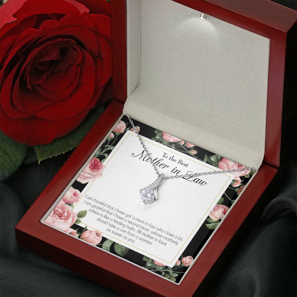 Mother-In-Law Necklace Second Mom Eternity Ribbon Stone Pendant Keepsake Message Card-Express Your Love Gifts