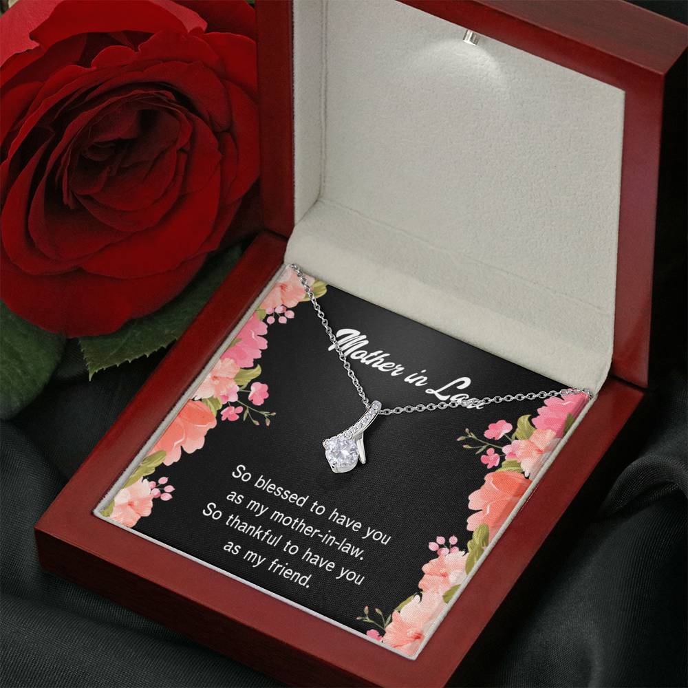 Mother-In-Law Necklace So Blessed Eternity Ribbon Stone Pendant Keepsake Message Card-Express Your Love Gifts