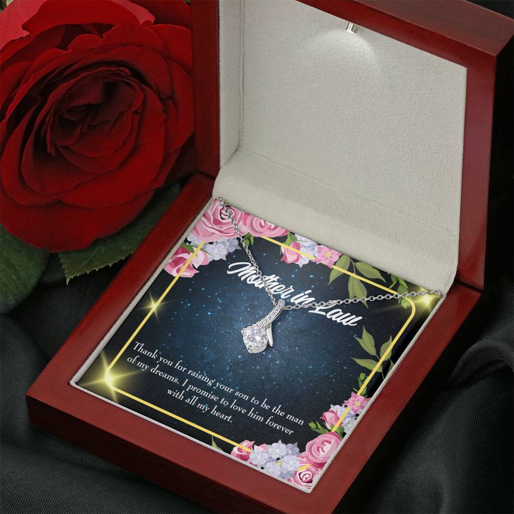 Mother-In-Law Necklace Mother In Love Eternity Ribbon Stone Pendant Keepsake Message Card-Express Your Love Gifts