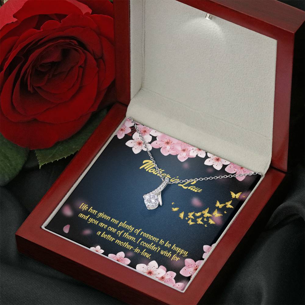 Mother-In-Law Necklace Plenty Of Reasons Eternity Ribbon Stone Pendant Keepsake Message Card-Express Your Love Gifts