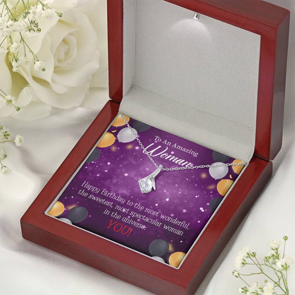 Best Mom In Universe Eternity Ribbon Necklace Birthday Message Card-Express Your Love Gifts