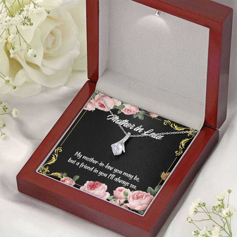Mother-In-Law Necklace Mother-In-Law And Friend Eternity Ribbon Stone Pendant Keepsake Message Card-Express Your Love Gifts