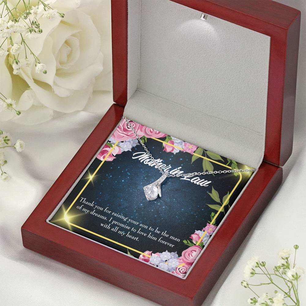 Mother-In-Law Necklace Mother In Love Eternity Ribbon Stone Pendant Keepsake Message Card-Express Your Love Gifts