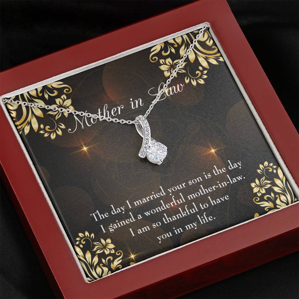 Mother-In-Law Necklace A Wonderful Mother-In-Law Eternity Ribbon Stone Pendant Keepsake Message Card-Express Your Love Gifts