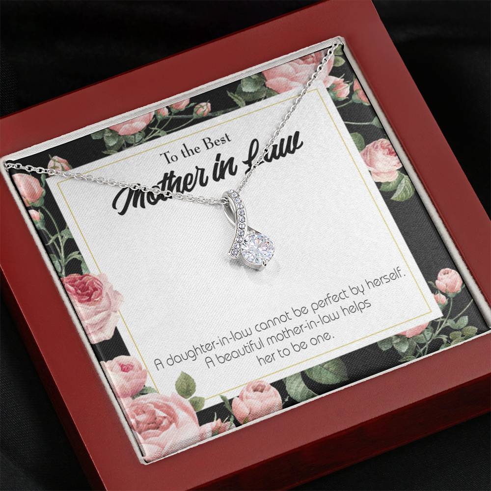 Mother-In-Law Necklace Beautiful Mother-In-Law Eternity Ribbon Stone Pendant Keepsake Message Card-Express Your Love Gifts