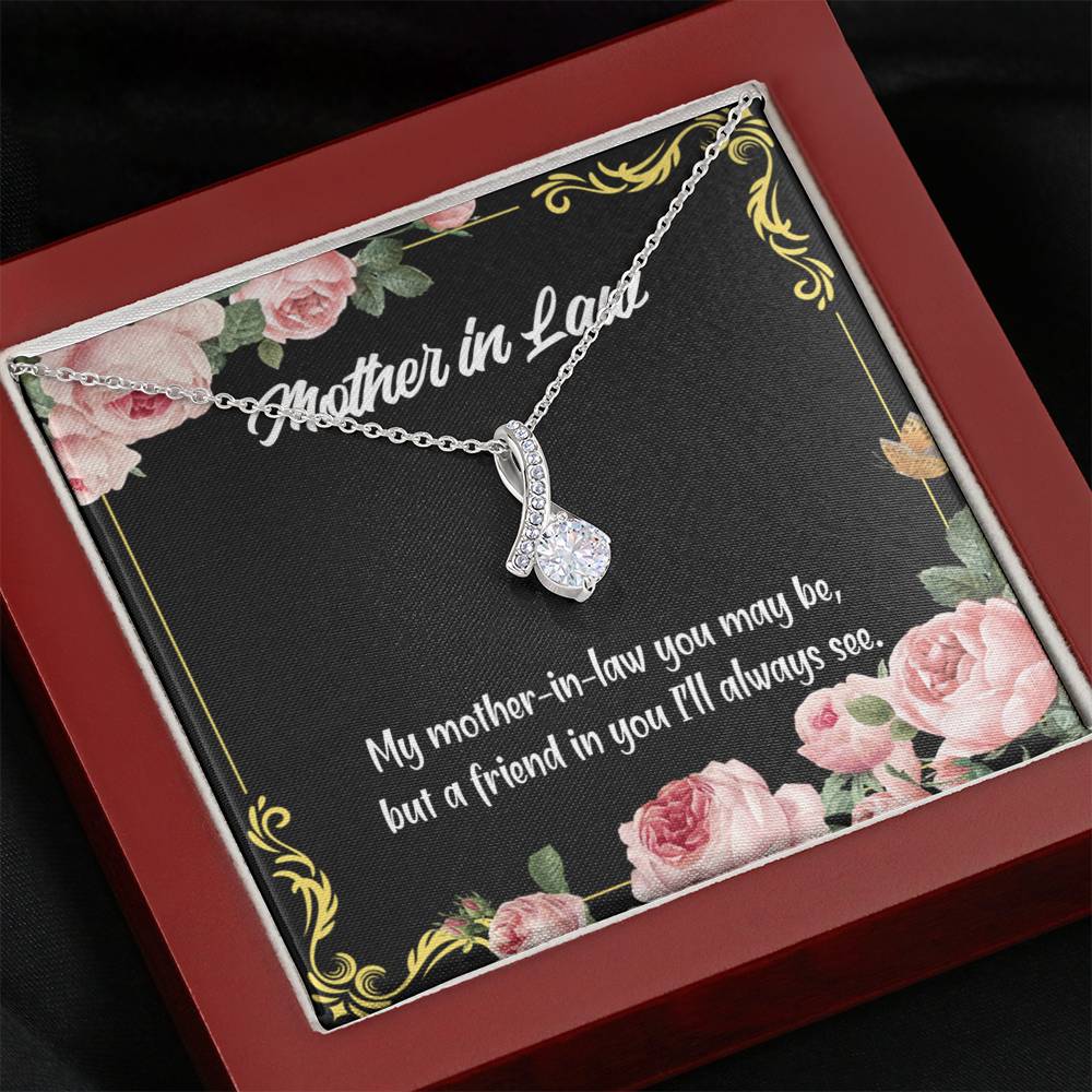 Mother-In-Law Necklace Mother-In-Law And Friend Eternity Ribbon Stone Pendant Keepsake Message Card-Express Your Love Gifts
