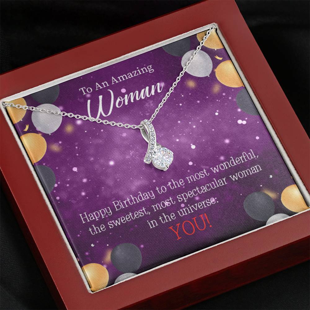 Best Mom In Universe Eternity Ribbon Necklace Birthday Message Card-Express Your Love Gifts