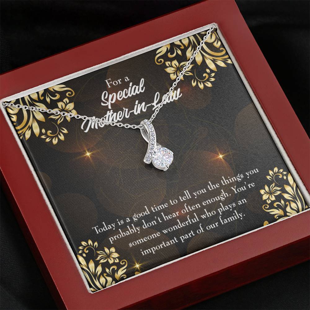 Mother-In-Law Necklace Someone Wonderful Eternity Ribbon Stone Pendant-Express Your Love Gifts