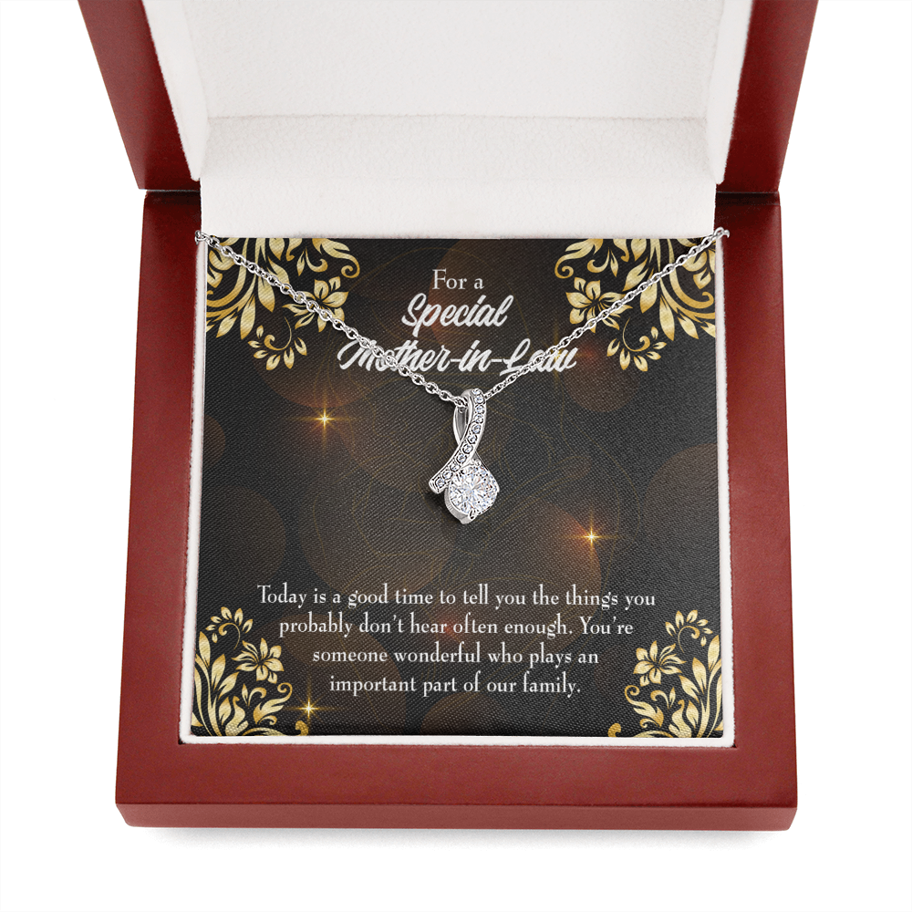 Mother-In-Law Necklace Someone Wonderful Eternity Ribbon Stone Pendant-Express Your Love Gifts