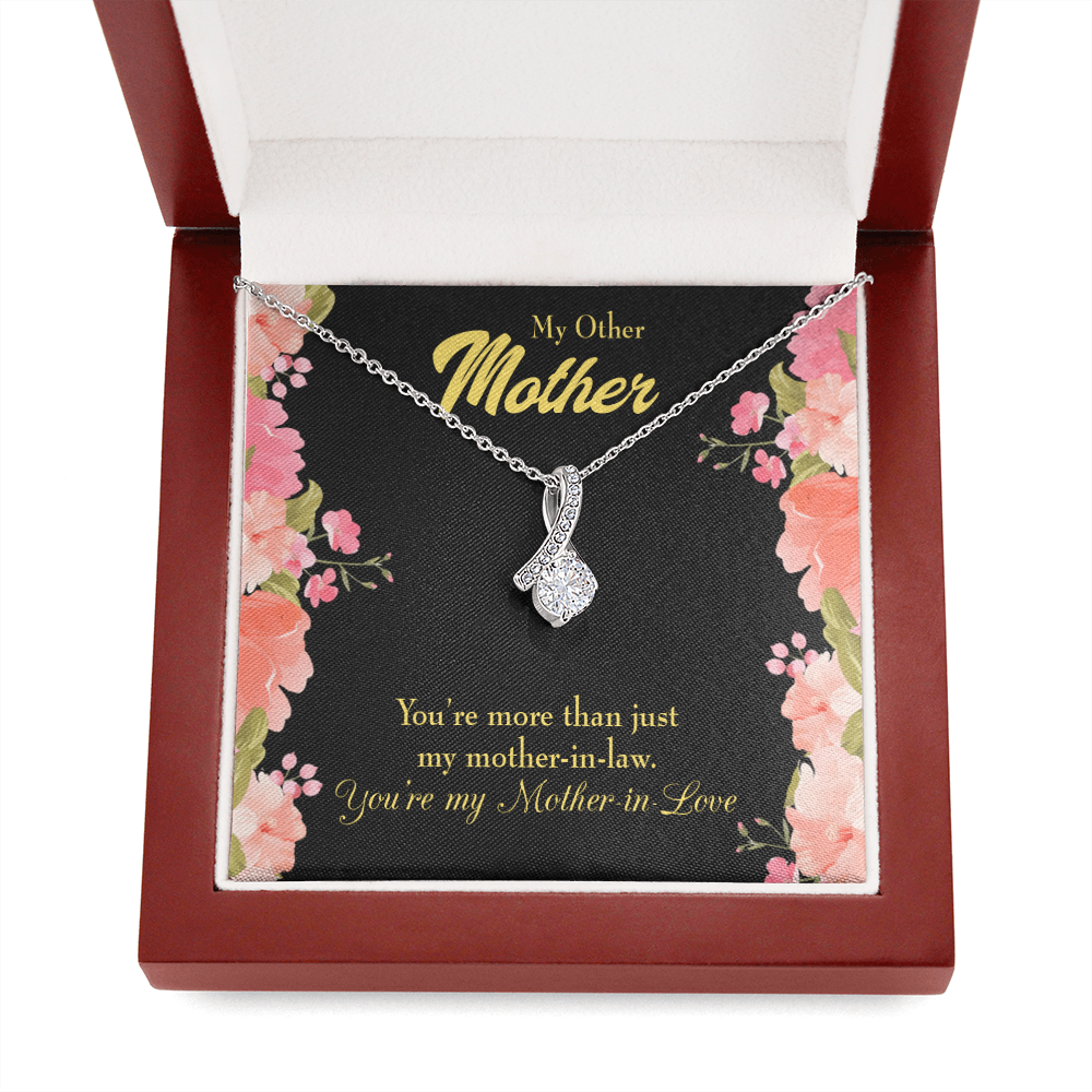 Mother-In-Law Necklace Not Just Mother-In-Law Eternity Ribbon Stone Pendant Keepsake Message Card-Express Your Love Gifts