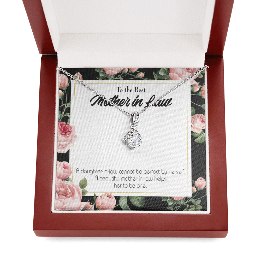 Mother-In-Law Necklace Beautiful Mother-In-Law Eternity Ribbon Stone Pendant Keepsake Message Card-Express Your Love Gifts