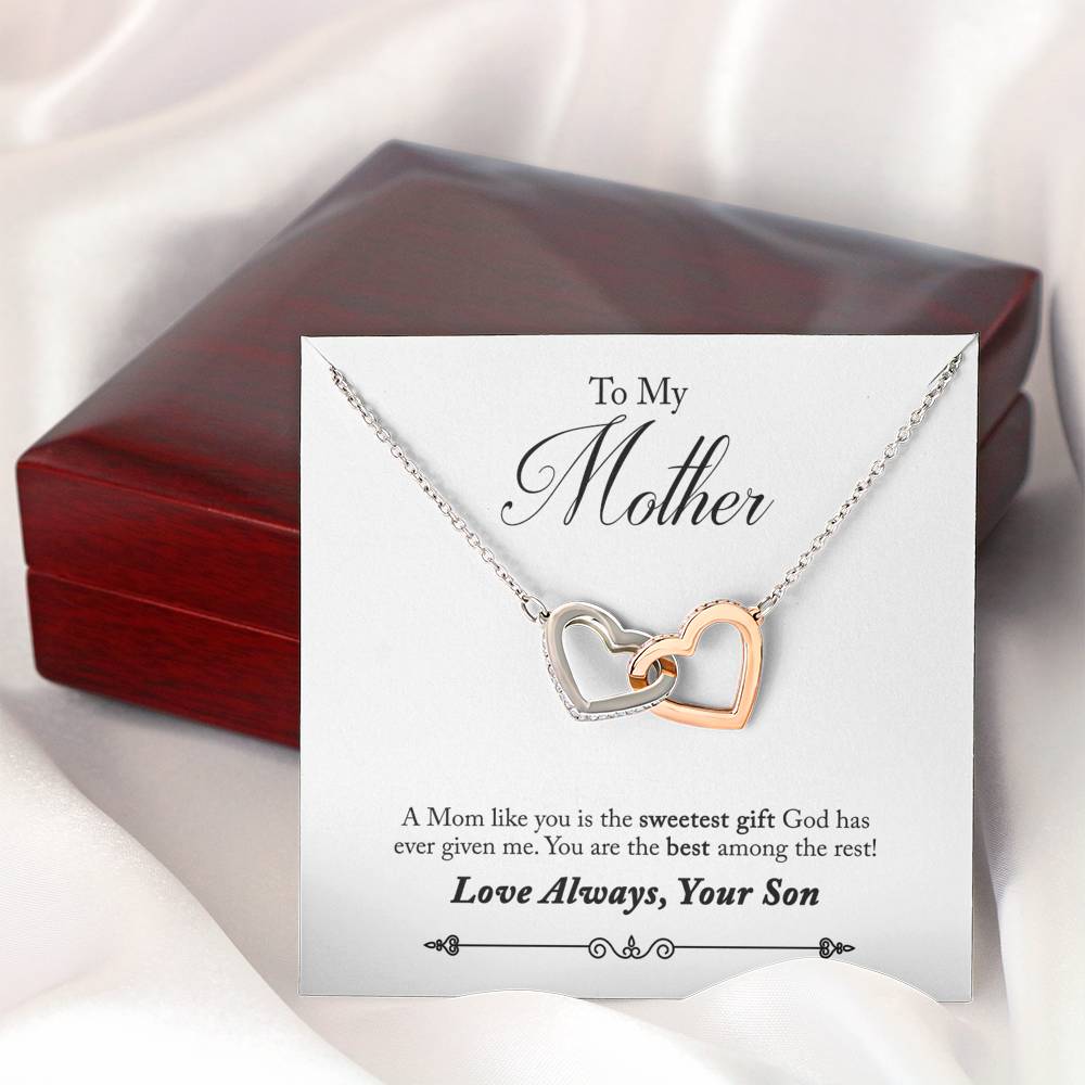 To My Mother You Are The Sweetest Gift Inseparable Necklace Pendant 18k Rose Gold Finish 16”-Express Your Love Gifts