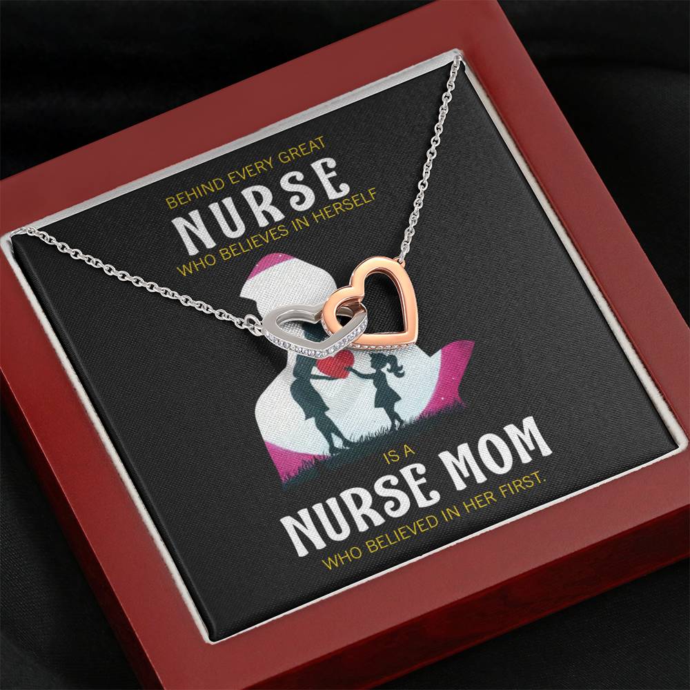 Behind Every Mom Nurse Inseparable Love Pendant 18k Rose Gold Finish 16”-Express Your Love Gifts