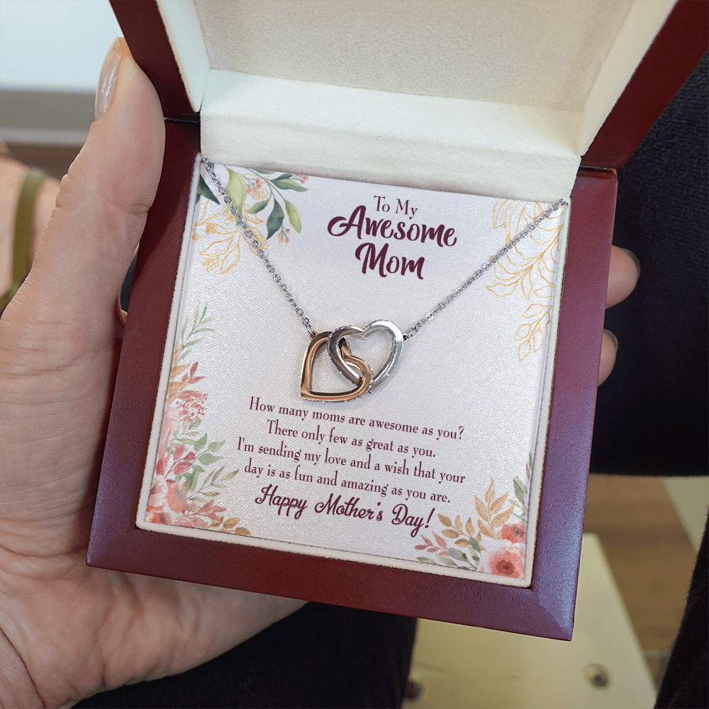 Mother's Day Mother Necklace Awesome Mom Inseparable Love Pendant Keepsake Card-Express Your Love Gifts