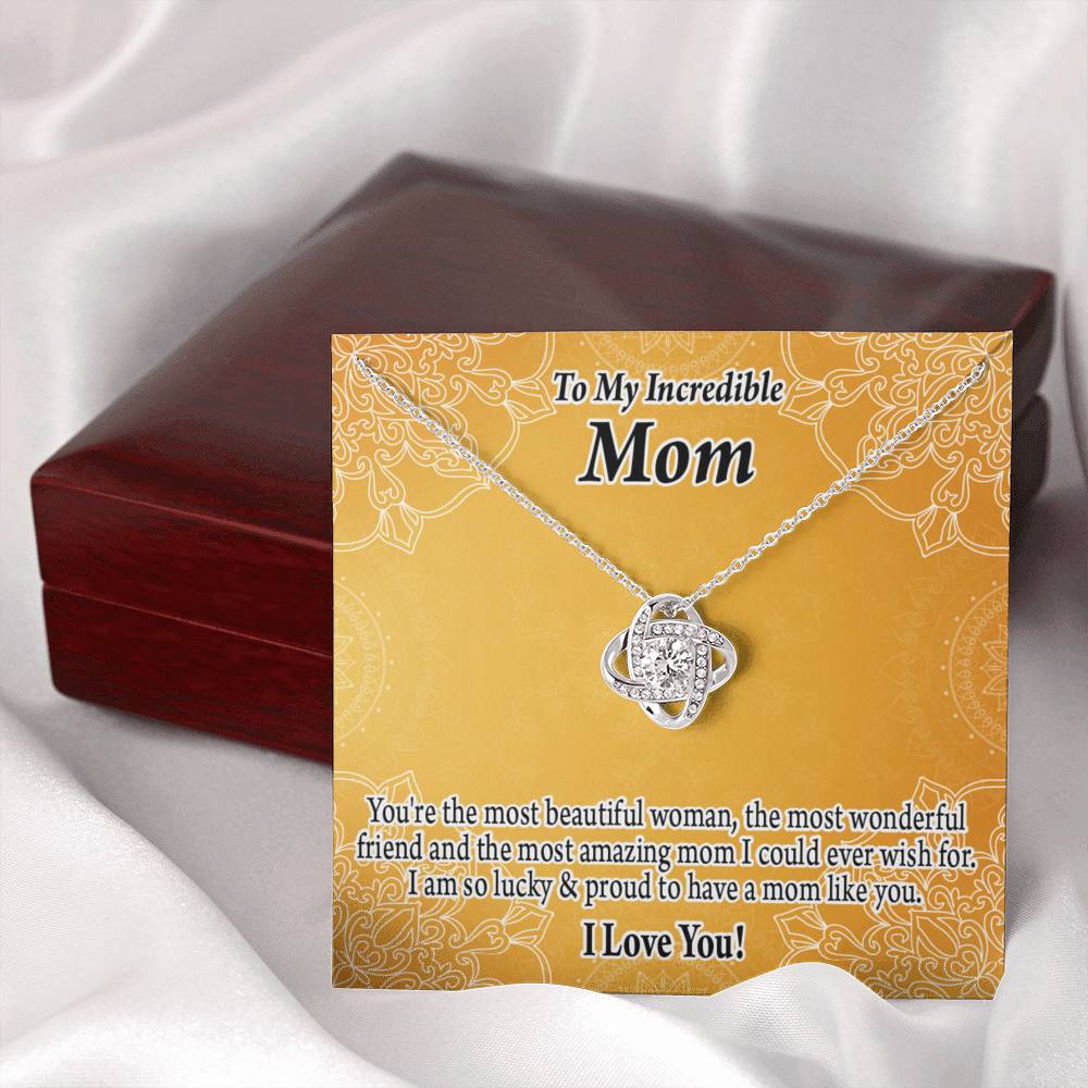 To Mom Mother Bonus Mom Grandmom A Beautiful Woman An Wonderful Friend Love Knot Message Card From Son Daughter Gift Anniversary Birthday Graduation Mothers Day-Express Your Love Gifts
