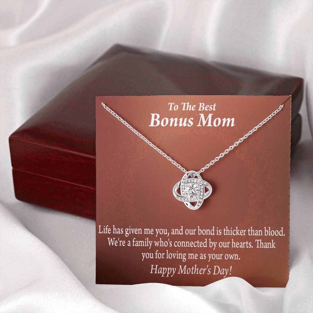 Bonus Mom Necklace Best Bonus Mom Happy Mothers Day Love Knot Pendant Pendant Message Card-Express Your Love Gifts