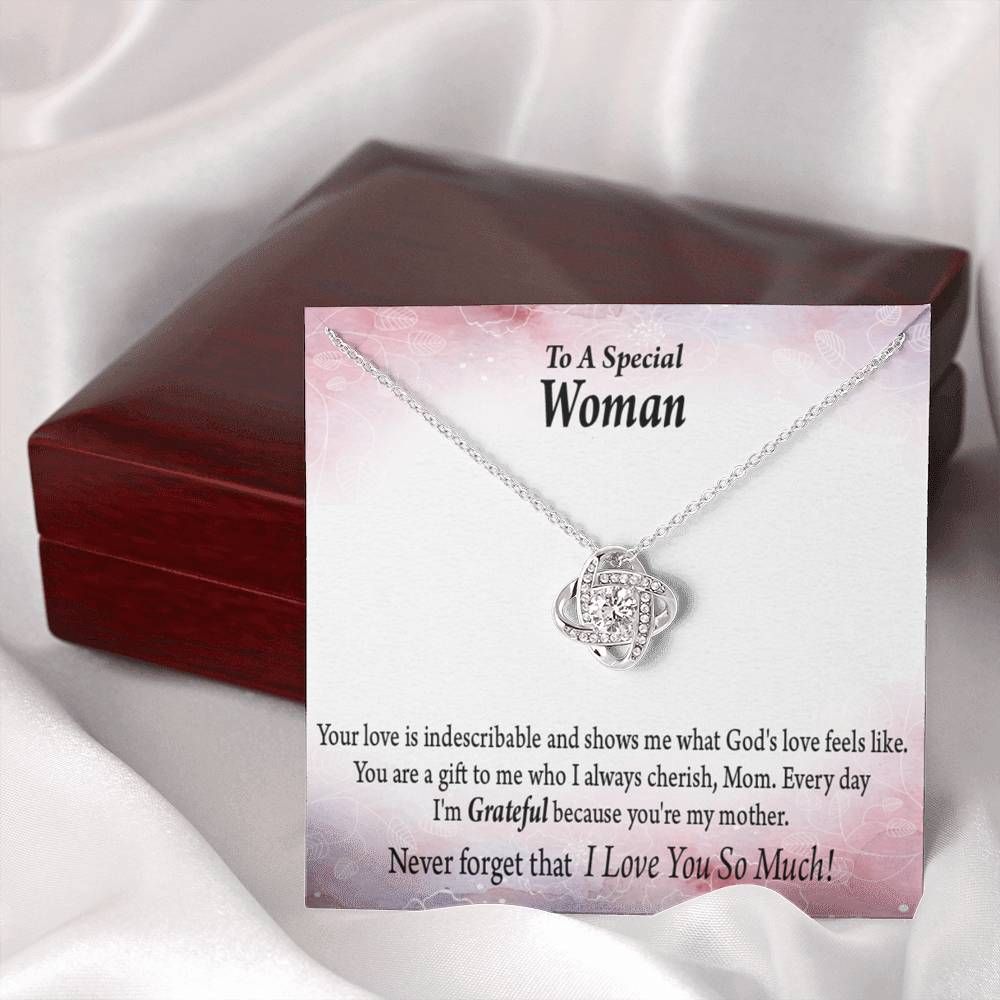 Mom I'm Grateful Love Knot Pendant Necklace With Message Card-Express Your Love Gifts