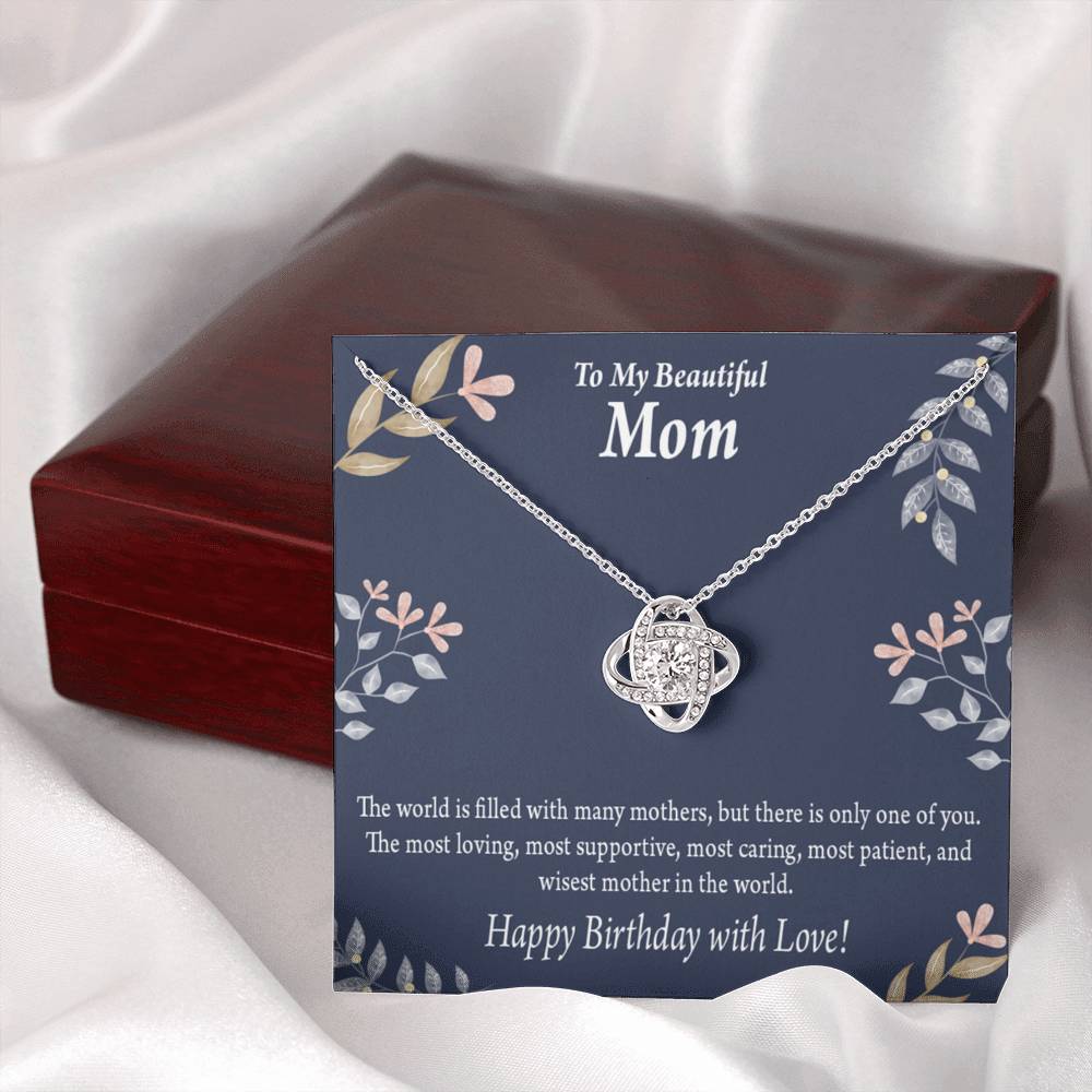 Mom Happy Birthday With Love Love Knot Pendant Message Card-Express Your Love Gifts