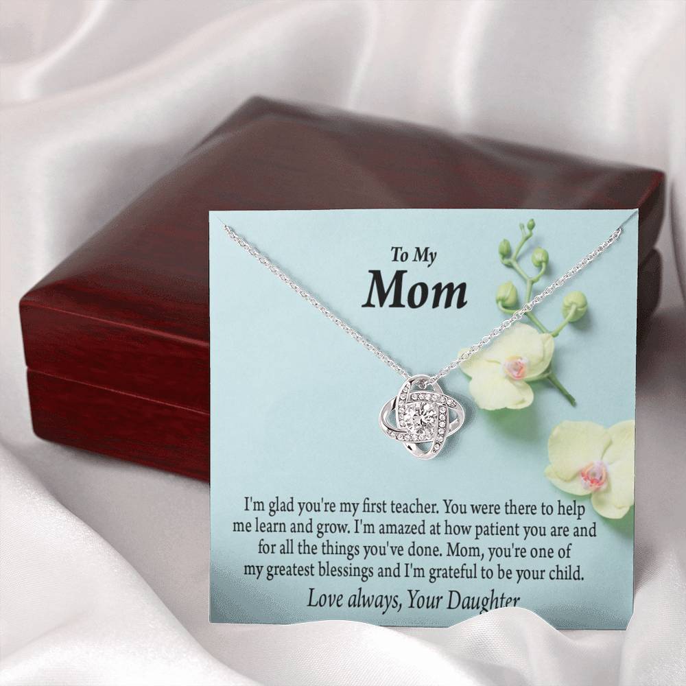 Mother Daughter Necklace First Teacher Love Knot Pendant Pendant Message Card-Express Your Love Gifts