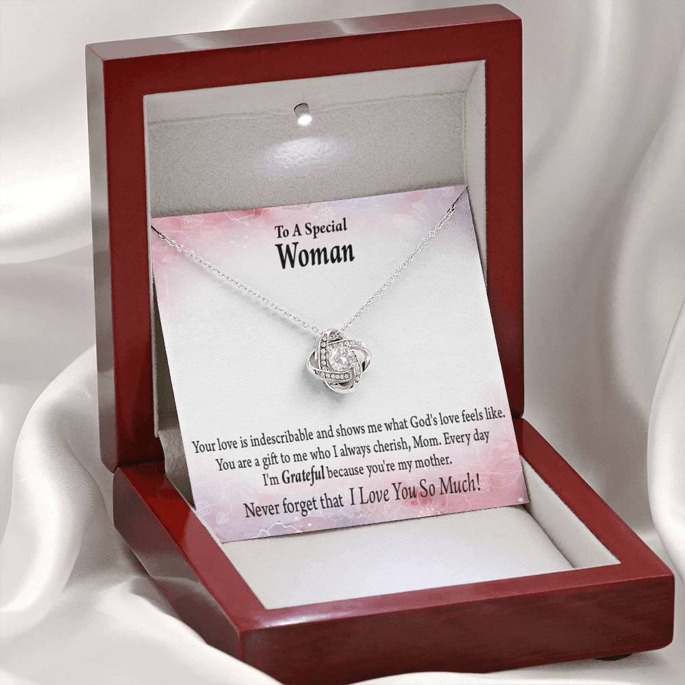 Mom I'm Grateful Love Knot Pendant Necklace With Message Card-Express Your Love Gifts