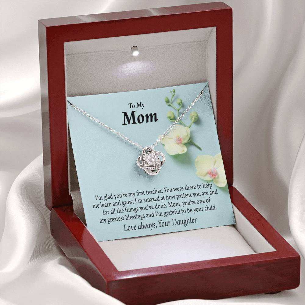 Mother Daughter Necklace First Teacher Love Knot Pendant Pendant Message Card-Express Your Love Gifts