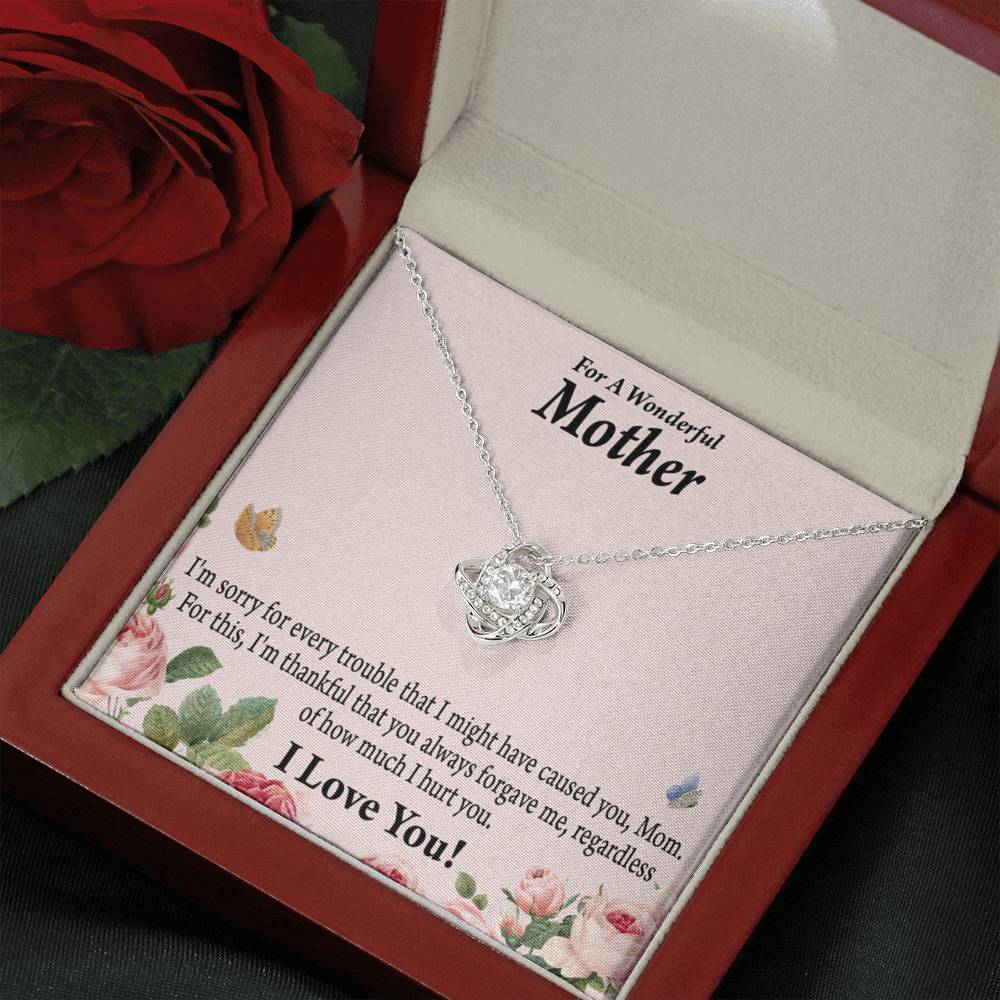 To Mom Sorry Your Unconditional Love Love Knot Necklace Message Card-Express Your Love Gifts