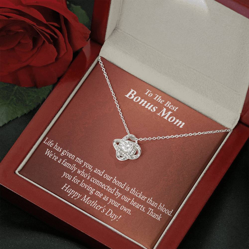 Bonus Mom Necklace Best Bonus Mom Happy Mothers Day Love Knot Pendant Pendant Message Card-Express Your Love Gifts