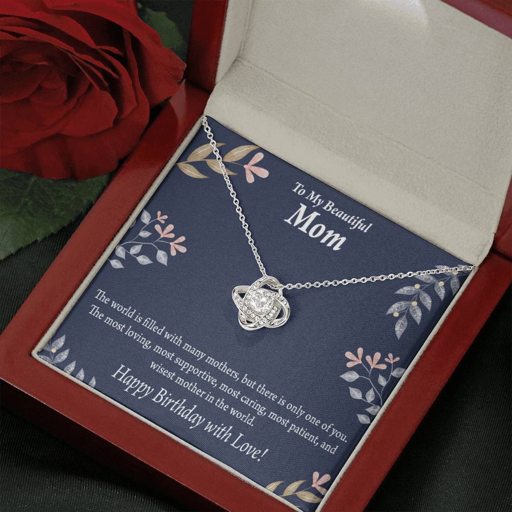 Mom Happy Birthday With Love Love Knot Pendant Message Card-Express Your Love Gifts