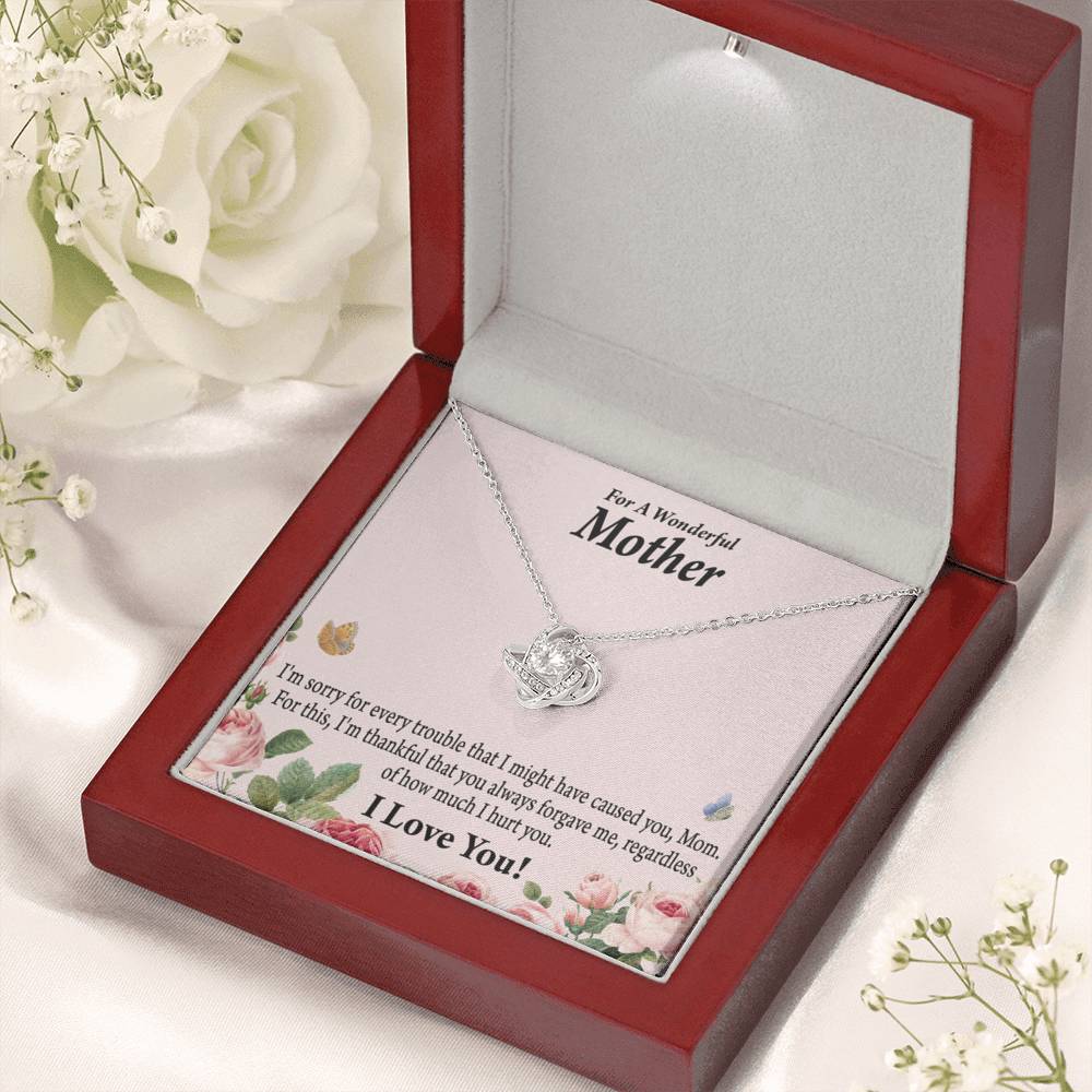 To Mom Sorry Your Unconditional Love Love Knot Necklace Message Card-Express Your Love Gifts