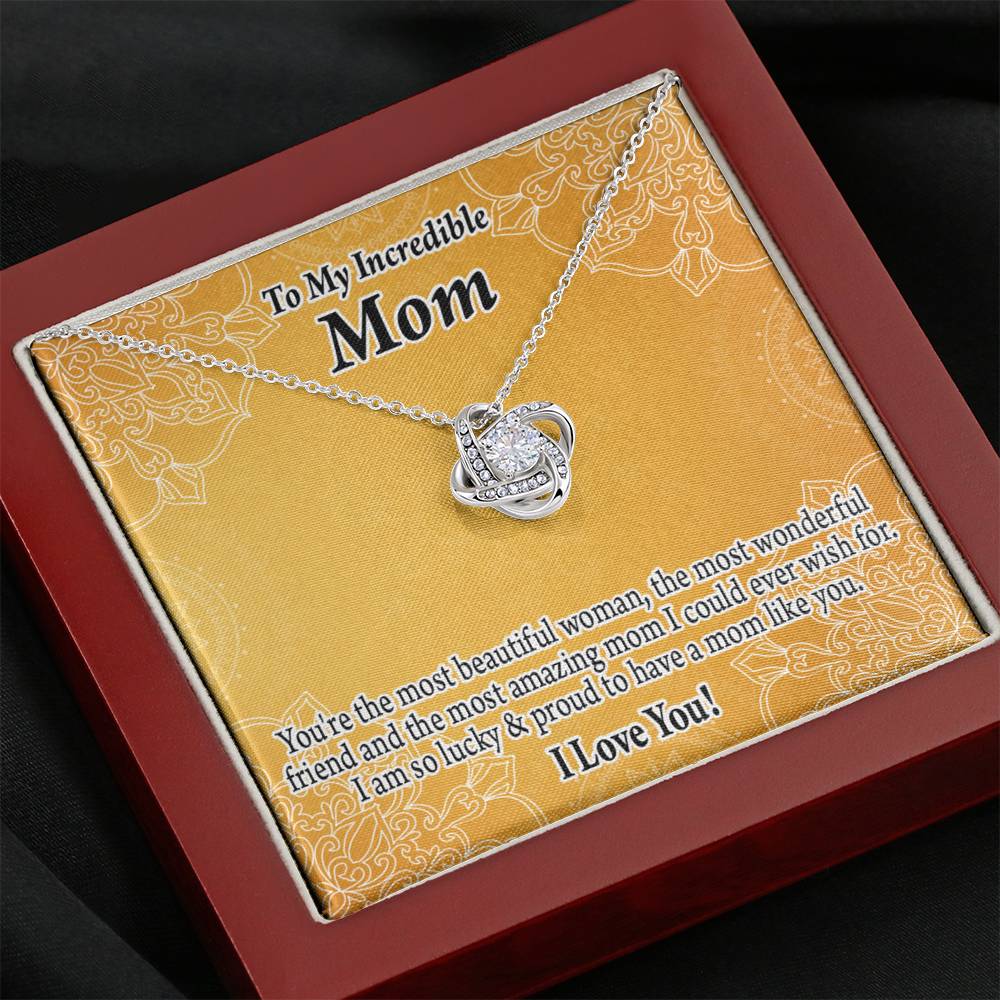 To Mom Mother Bonus Mom Grandmom A Beautiful Woman An Wonderful Friend Love Knot Message Card From Son Daughter Gift Anniversary Birthday Graduation Mothers Day-Express Your Love Gifts
