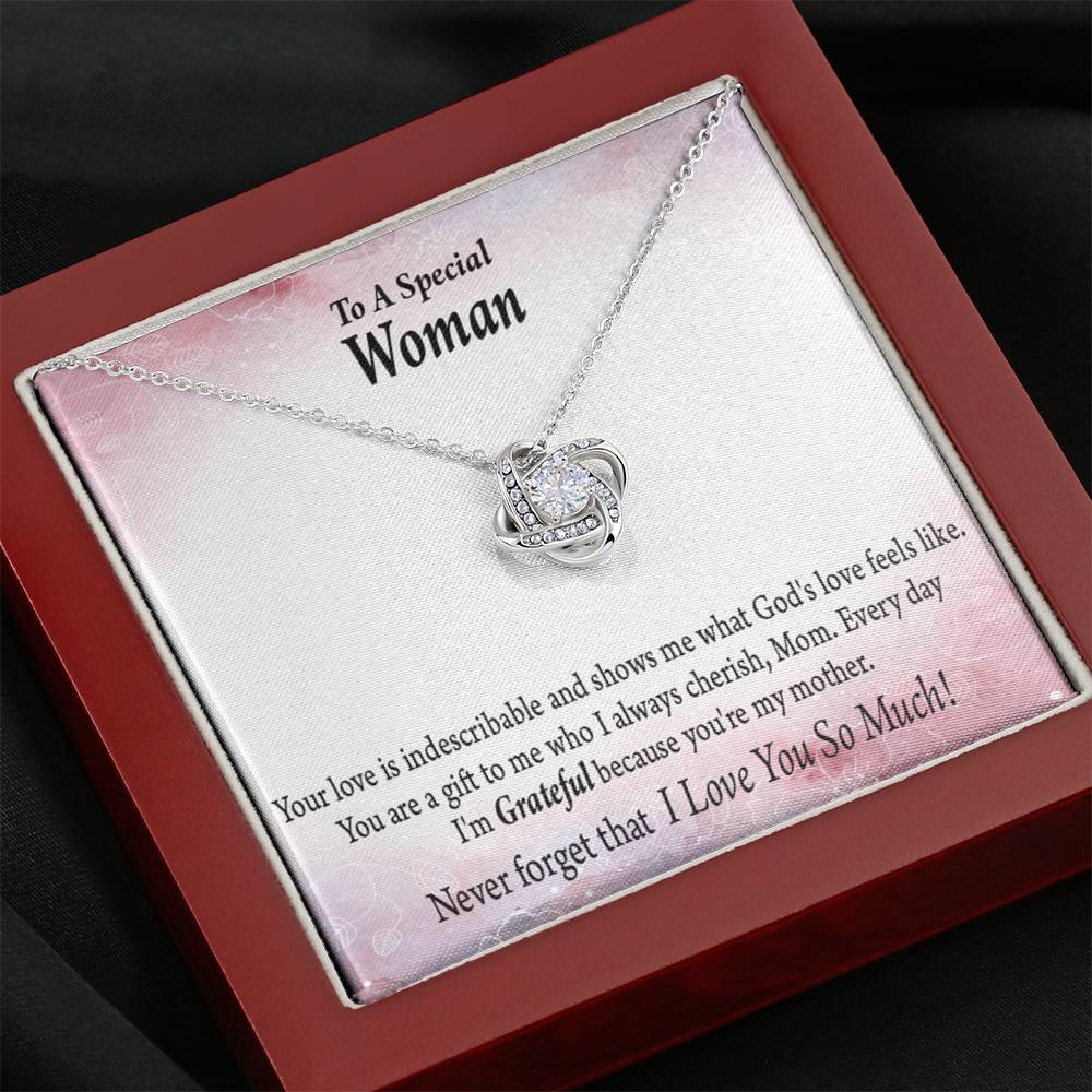 Mom I'm Grateful Love Knot Pendant Necklace With Message Card-Express Your Love Gifts