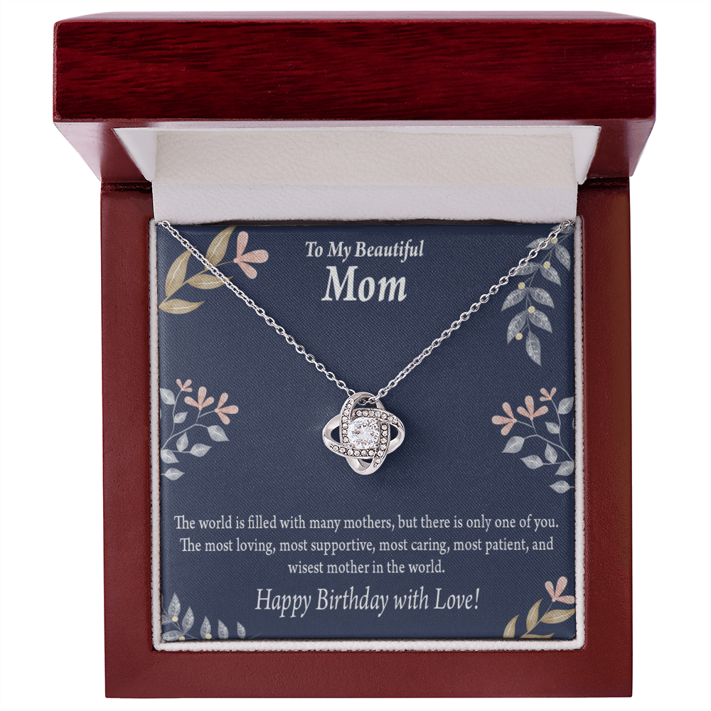 Mom Happy Birthday With Love Love Knot Pendant Message Card-Express Your Love Gifts