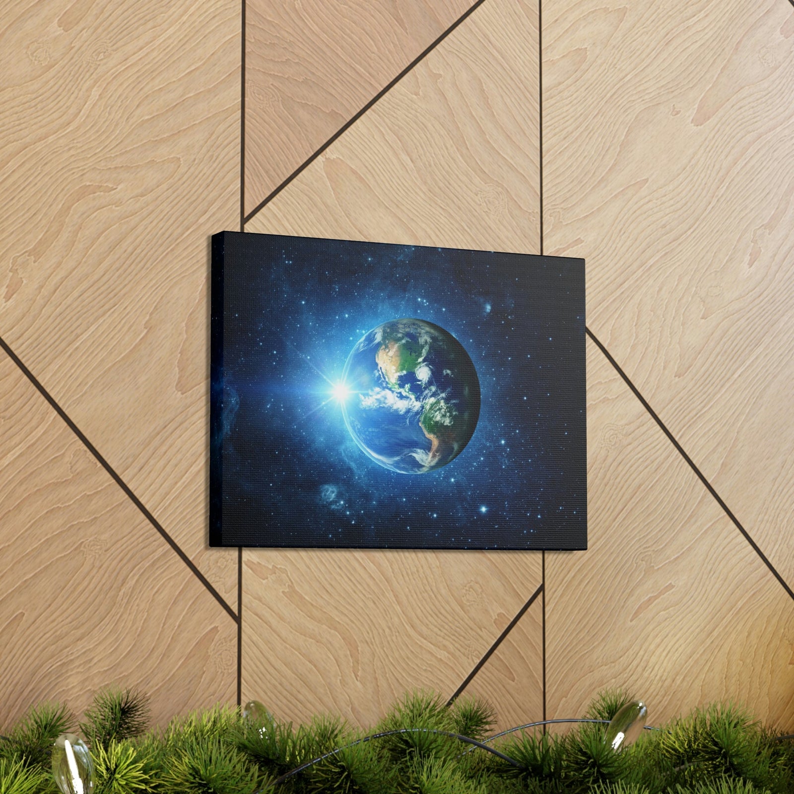 Astonishing Earth and Stars Scene Beautiful Awesome and Breathtaking Beauty Nature Scene Shining Stars in Galaxy Wall Art Ready to Hang Unframed-Express Your Love Gifts