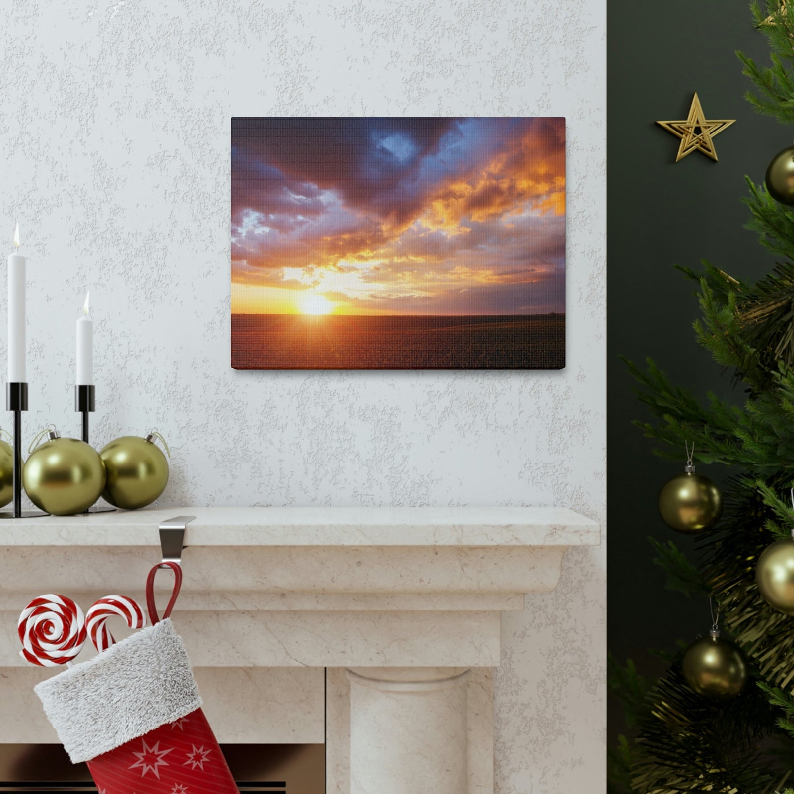 Attractive Colorful Sunset Scene Beautiful Bright Epic Sky Beauty Nature Scene Perfect Summertime Wall Art Ready to Hang Unframed-Express Your Love Gifts