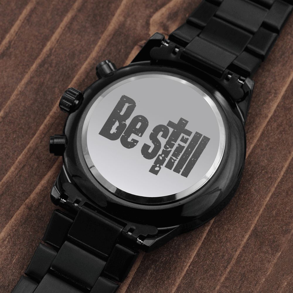 Be Still Distressed Engraved Bible Verse Men's Watch Multifunction Stainless Steel W Copper Dial-Express Your Love Gifts