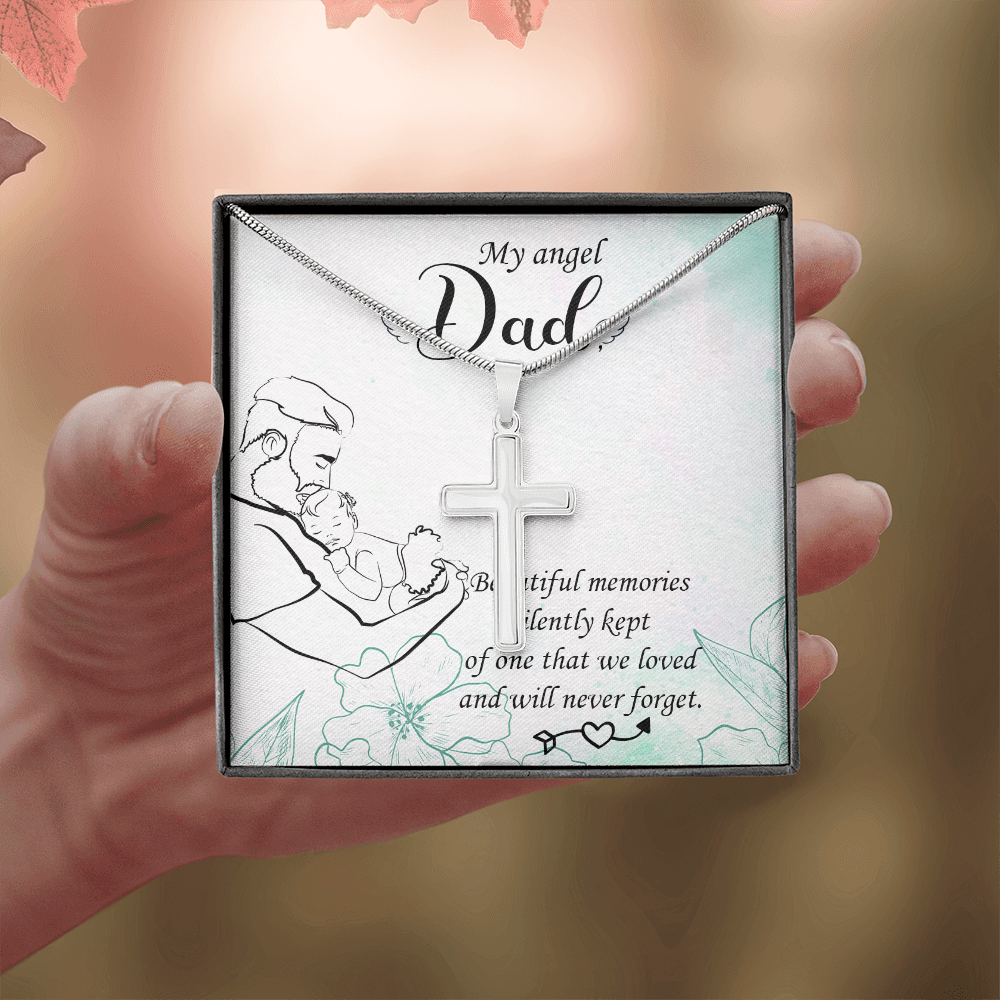 Beautiful Memories Dad Memorial Gift Dad Memorial Cross Necklace Sympathy Gift Loss of Father Condolence Message Card-Express Your Love Gifts