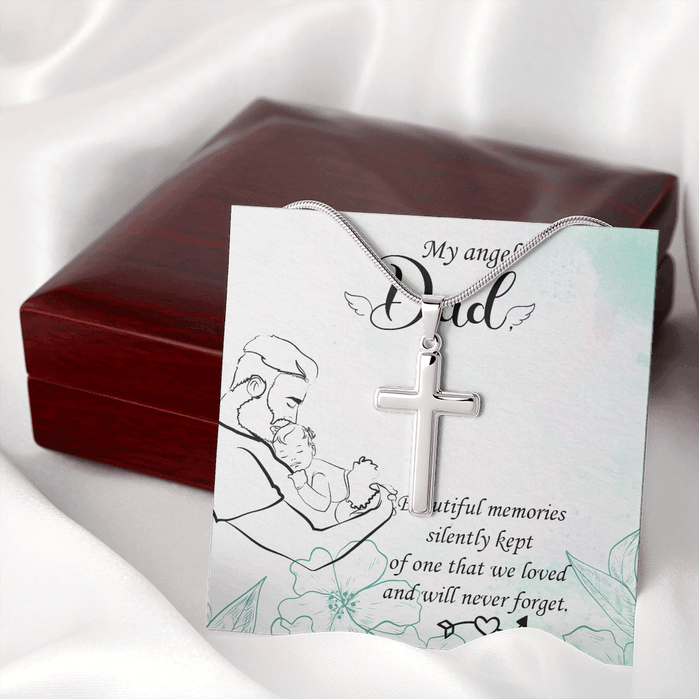 Beautiful Memories Dad Memorial Gift Dad Memorial Cross Necklace Sympathy Gift Loss of Father Condolence Message Card-Express Your Love Gifts