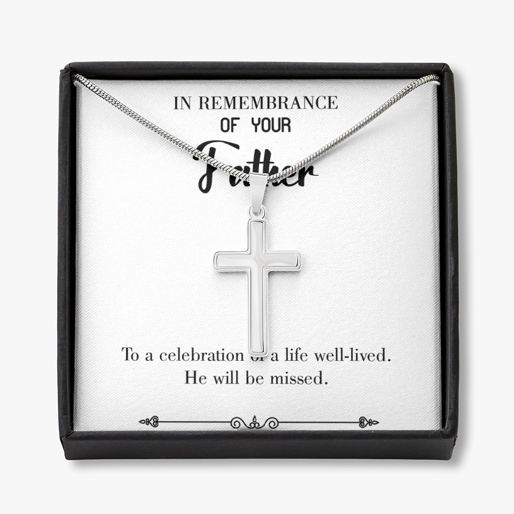 Celebration of a Life Dad Memorial Gift Dad Memorial Cross Necklace Sympathy Gift Loss of Father Condolence Message Card-Express Your Love Gifts