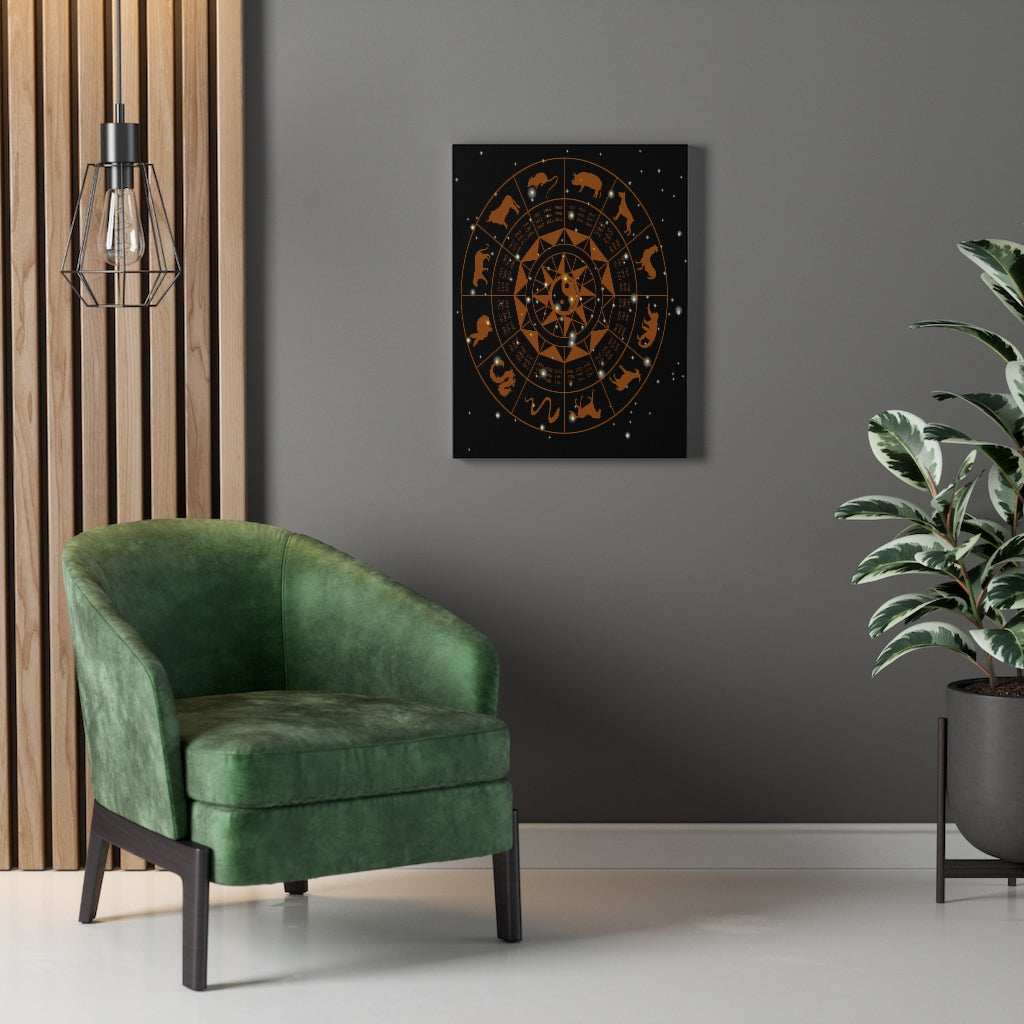 Chinese Horoscope Wheel Ready To Hang Stretched Canvas Wall Art Unframed-Express Your Love Gifts